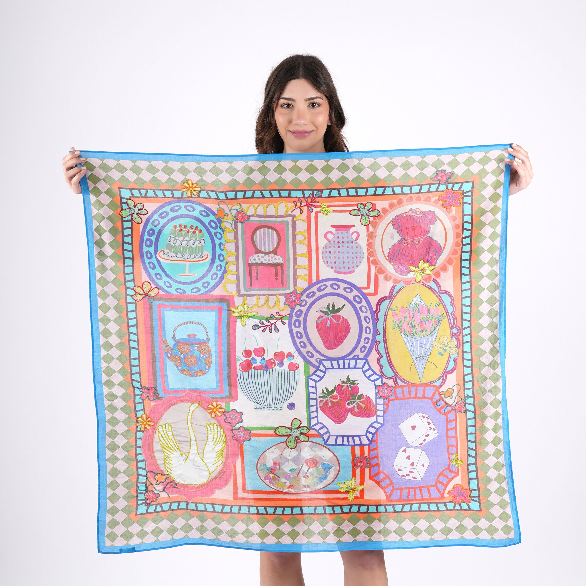 Curated Curiosities Square Scarf - Teal