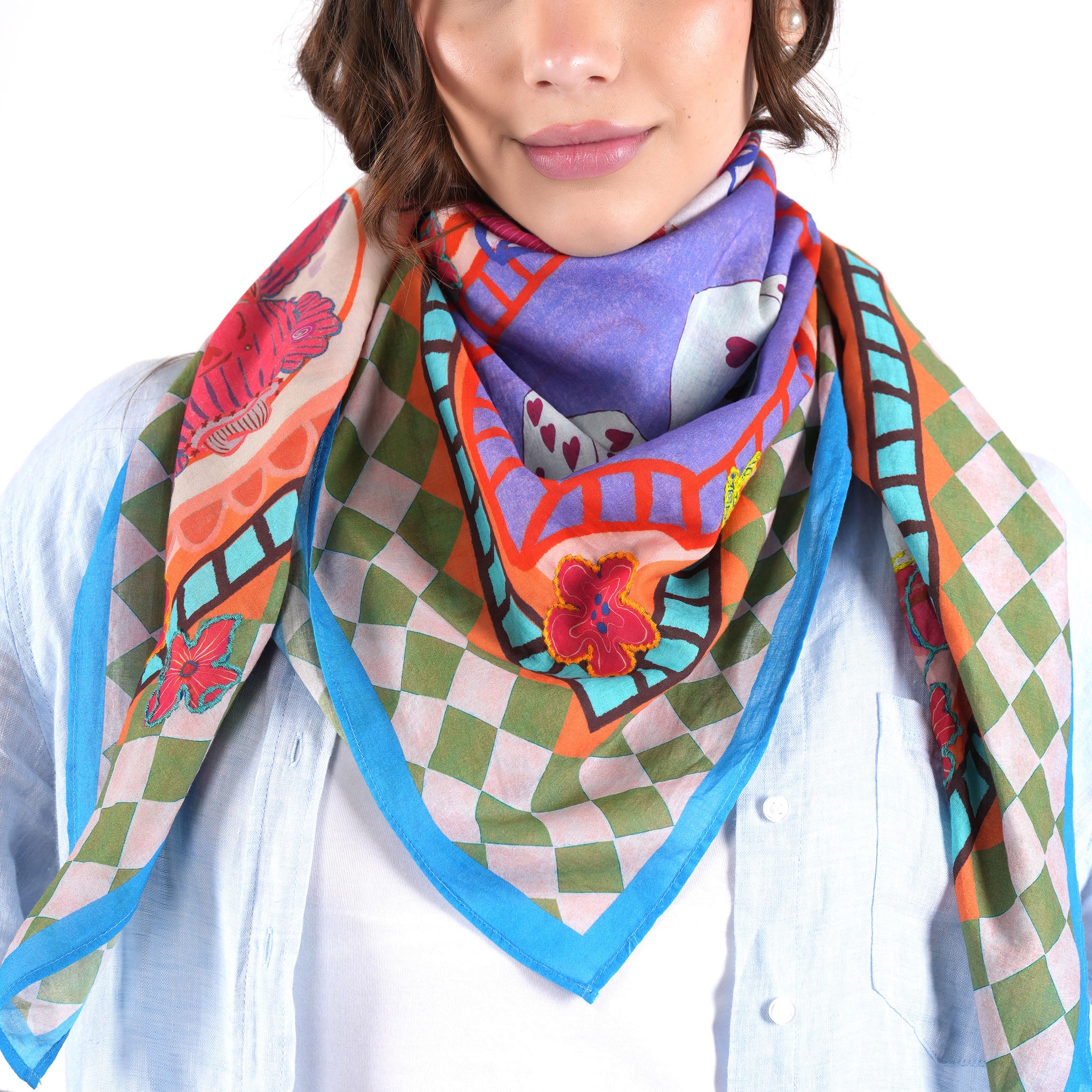 Curated Curiosities Square Scarf - Teal
