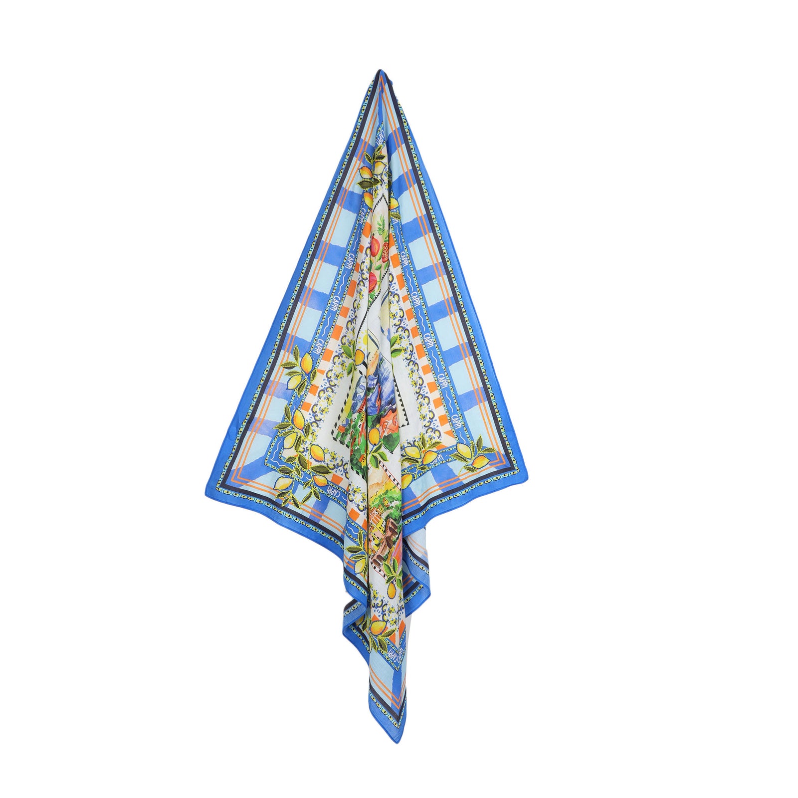 Capri Postcard Square Scarf - Blue – Vismaya