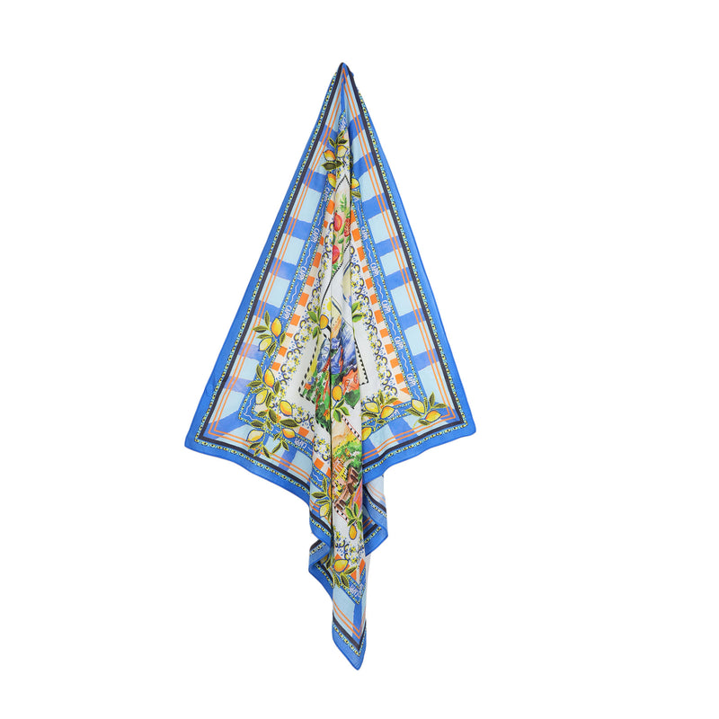 Capri Postcard Square Scarf - Blue – Vismaya