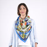 Capri Postcard Square Scarf - Blue