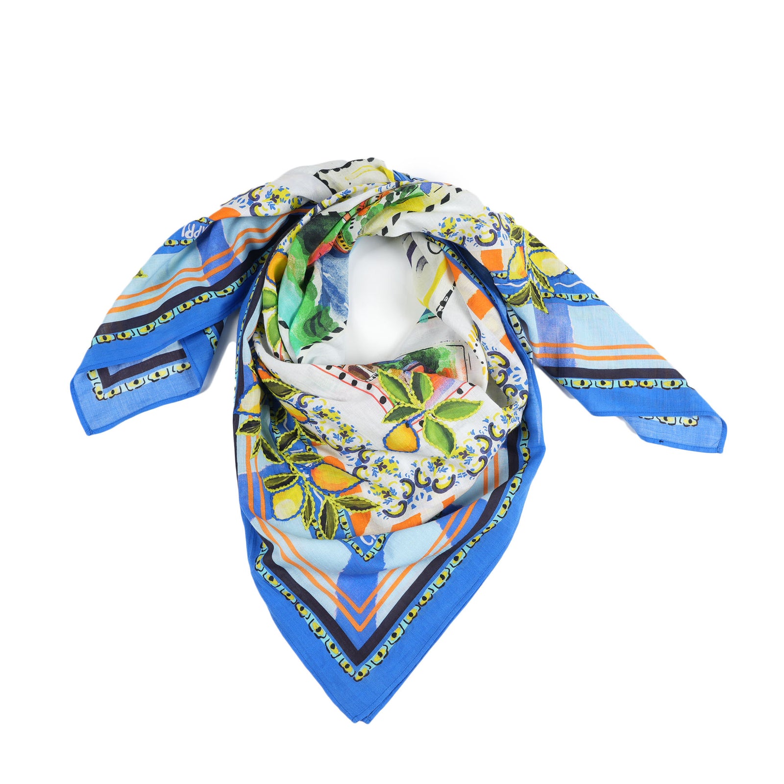 Capri Postcard Square Scarf - Blue – Vismaya