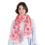 Blooming Peonies Scarf - Red
