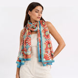 Sunburst Geometry Scarf - Blue Red