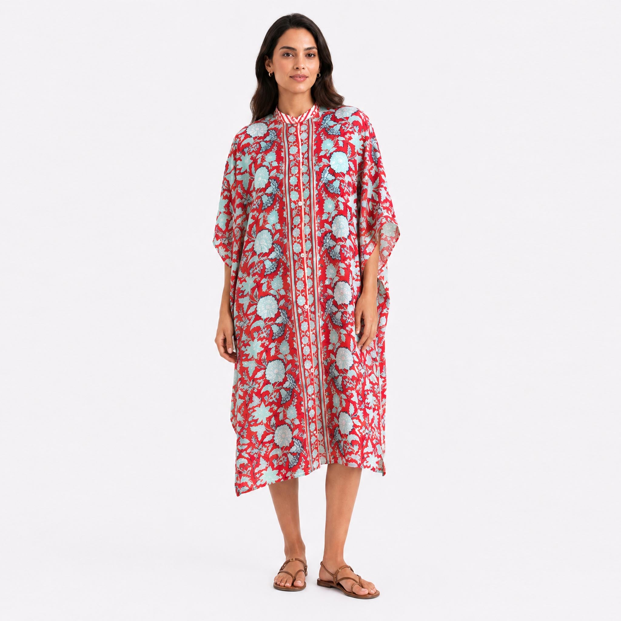 Blooming Peonies Kimono - Rouge Red