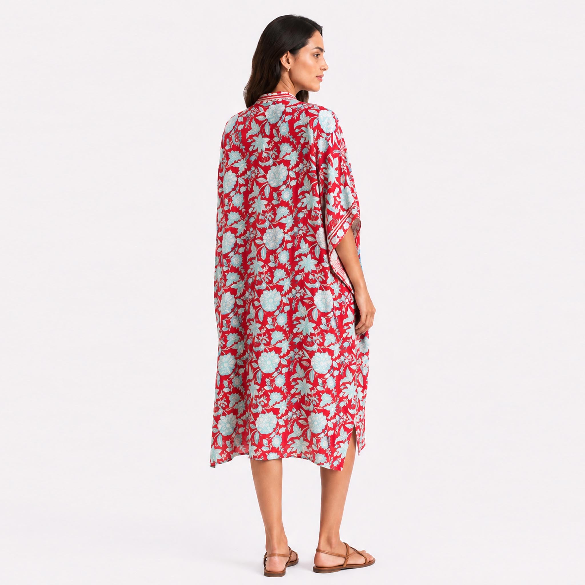 Blooming Peonies Kimono - Rouge Red