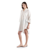 Moonflower Embroidered Shirt Dress - White
