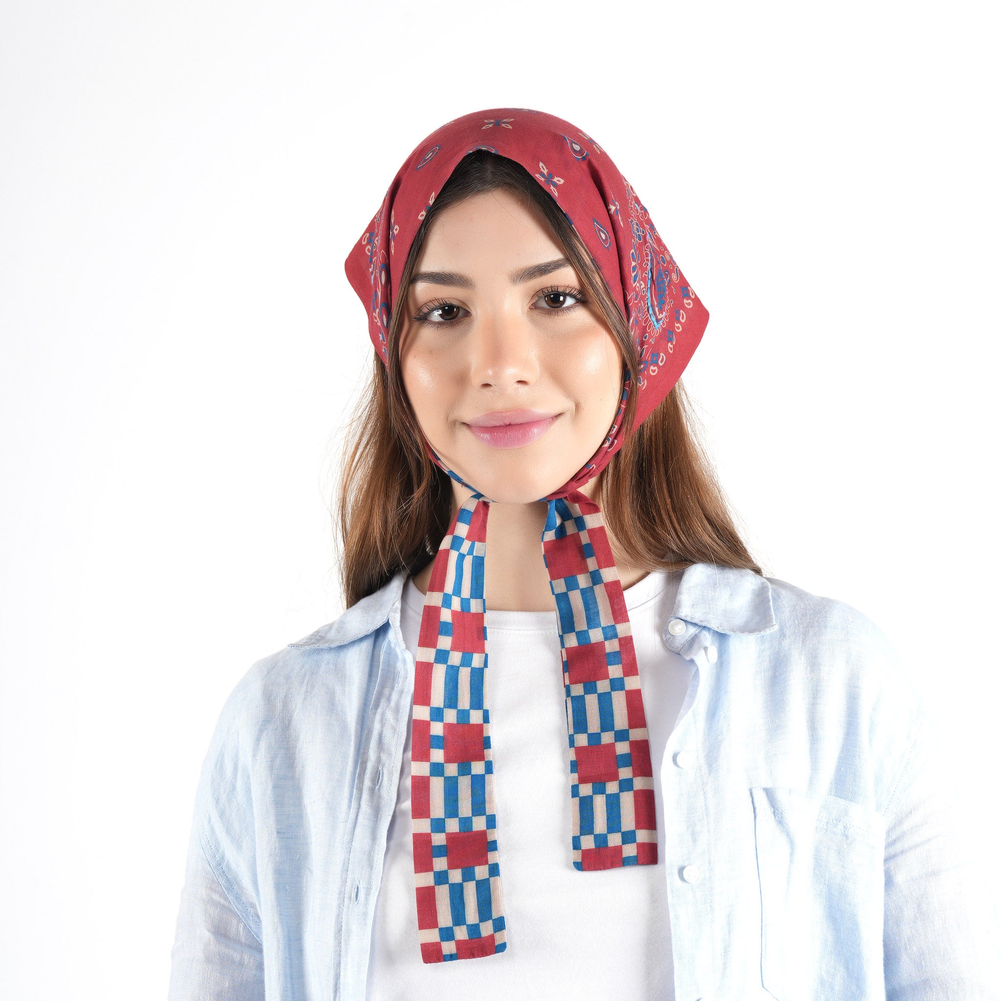 Paisley Reversible Hair Scarf - Red