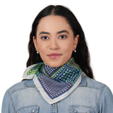 Art Block Silk Bandana - Sapphire