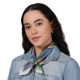Art Block Silk Bandana - Sapphire