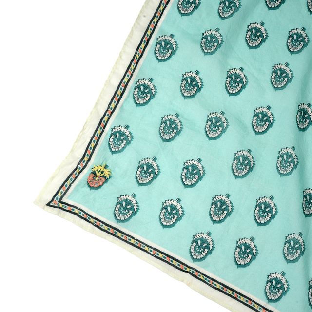 Soft Blossom Cotton Bandana - Sea Mist