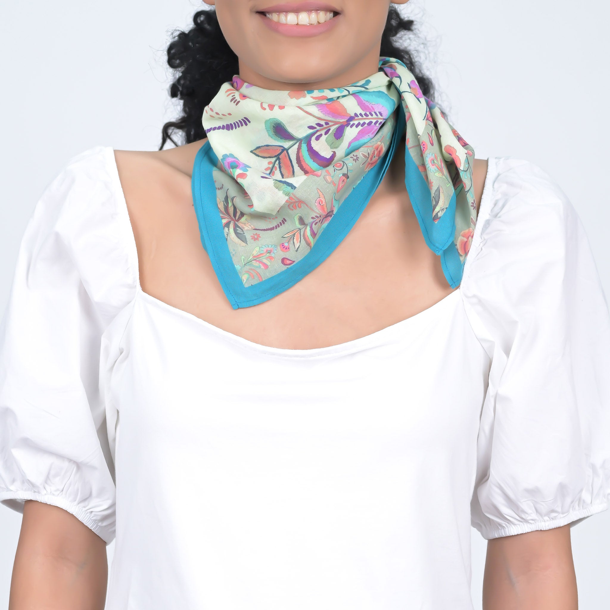 CHARMING FLORAL BANDANA - GREEN