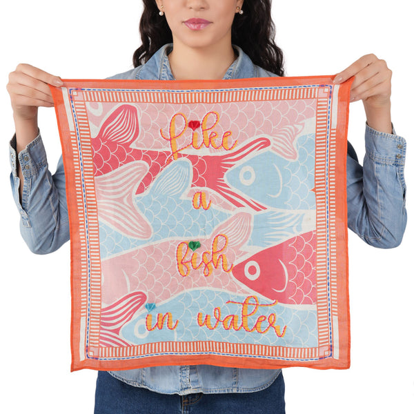 Like a Fish in Water Cotton Bandana - Red