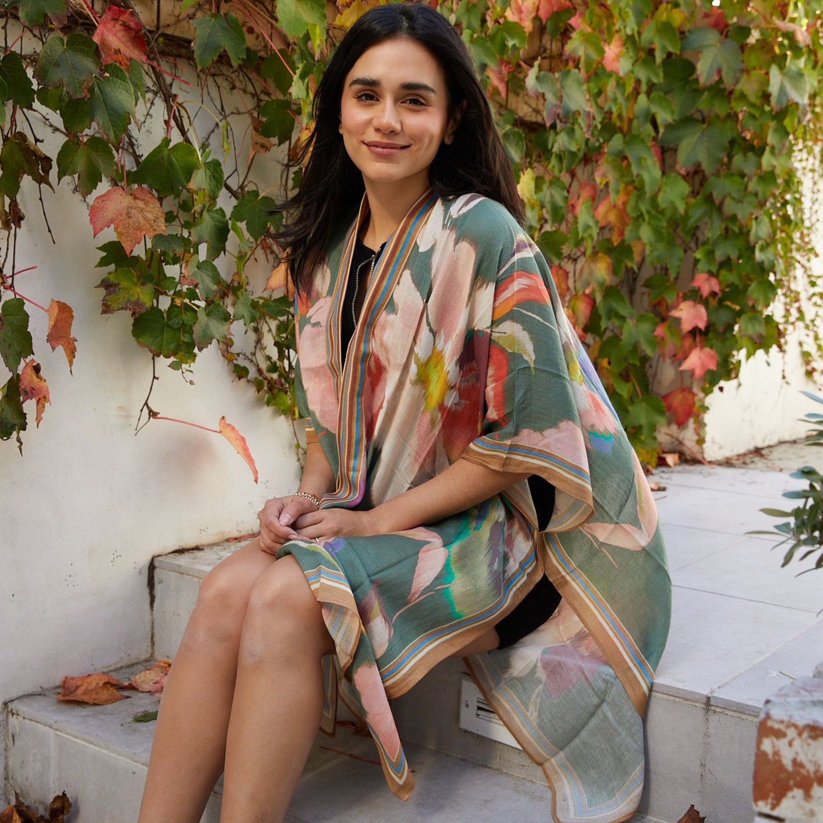 Conspicuous Floral Kimono - Sage Green – Vismaya