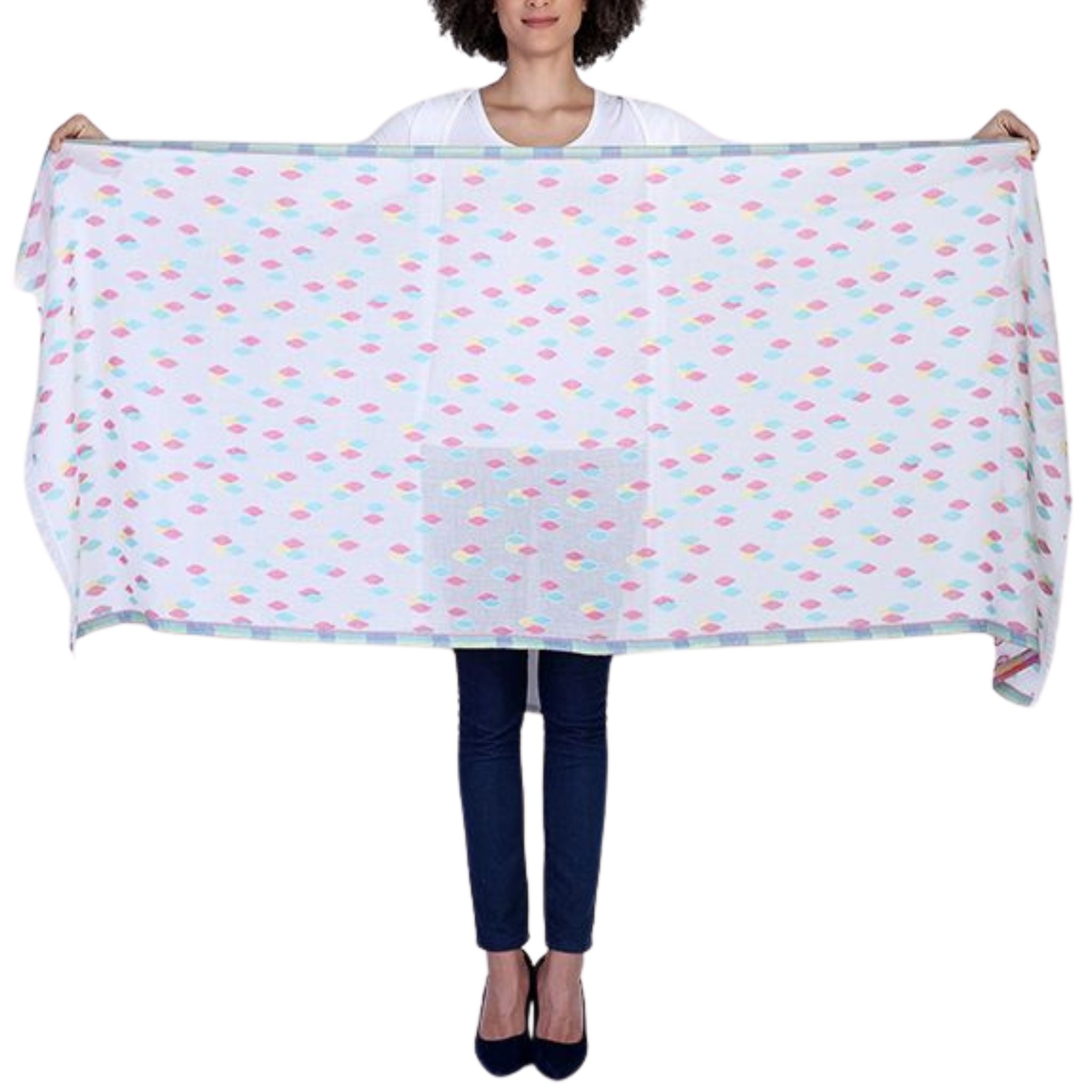 Diamond Weave Fringe Scarf - Multi Floral