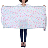 Diamond Weave Fringe Scarf - Multi Floral
