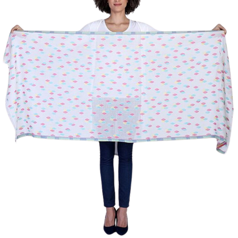 Diamond Weave Fringe Scarf - Multi Floral