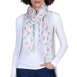 Diamond Weave Fringe Scarf - Multi Floral