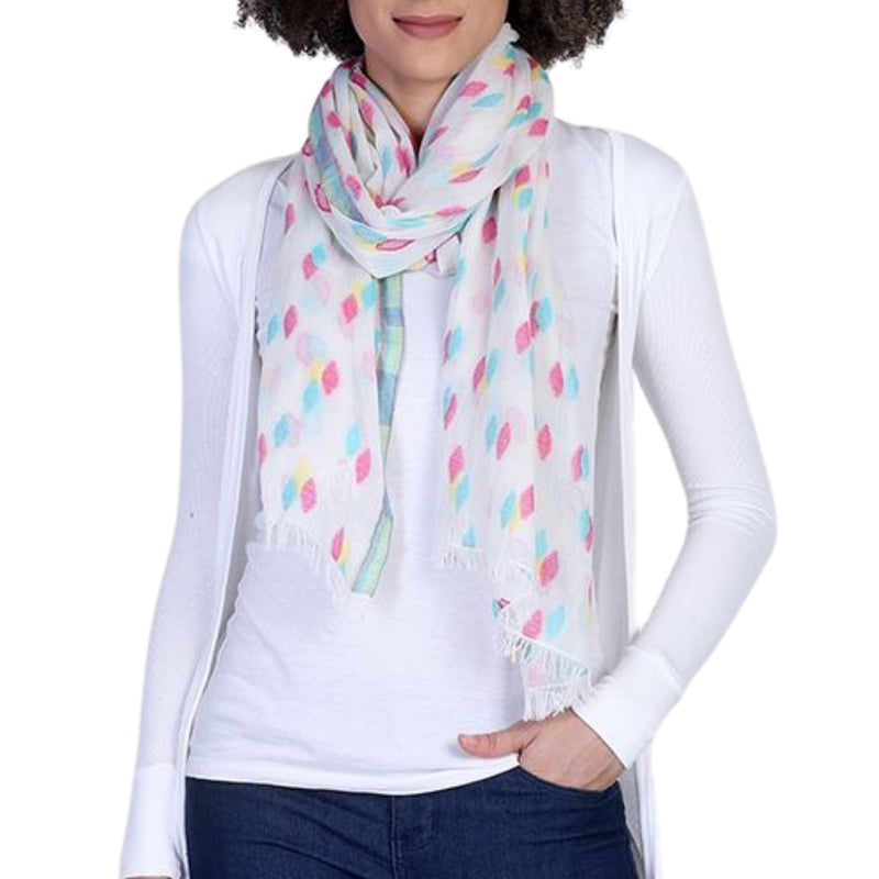 Diamond Weave Fringe Scarf - Multi Floral