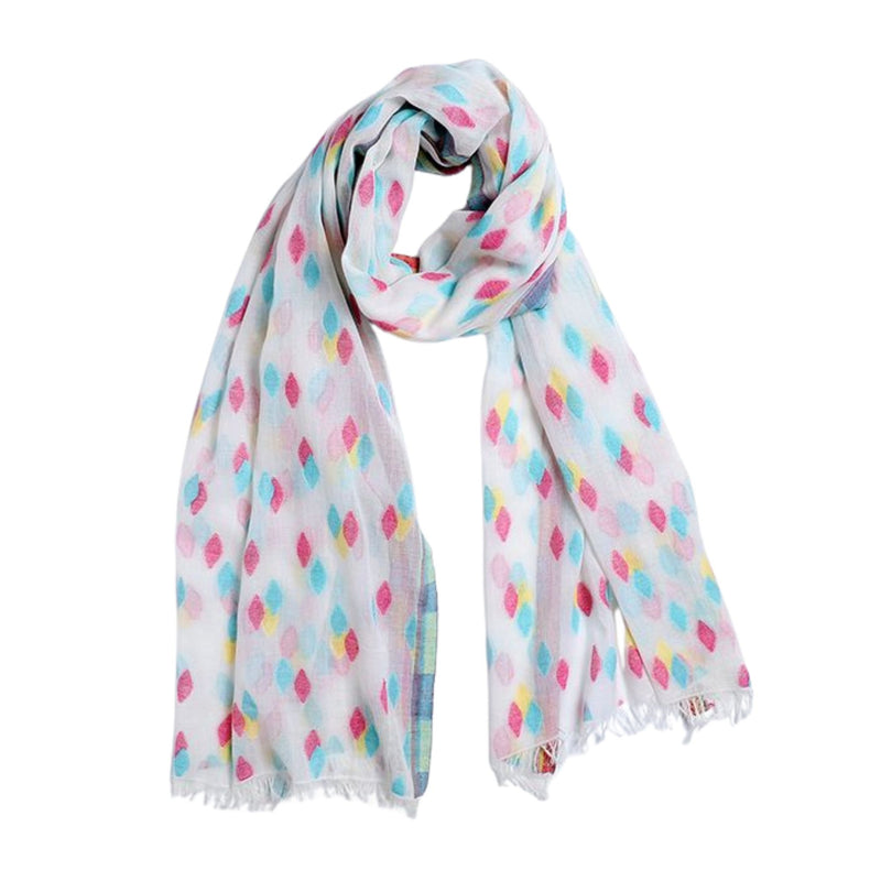 Diamond Weave Fringe Scarf - Multi Floral