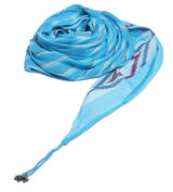 Diamond Stripe Tassel Scarf - Blue Ikat