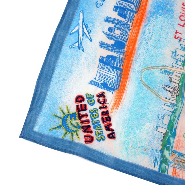 Route 66 Cotton Bandana - Ivory Blue