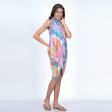 FLORAL PATCHWORK PRINT SCARF - FLAMINGO