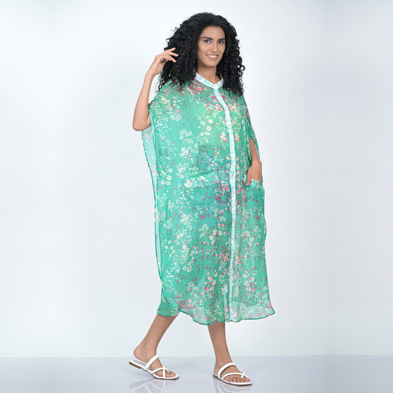 FOLIAGE HARMONY CAFTAN - GREEN