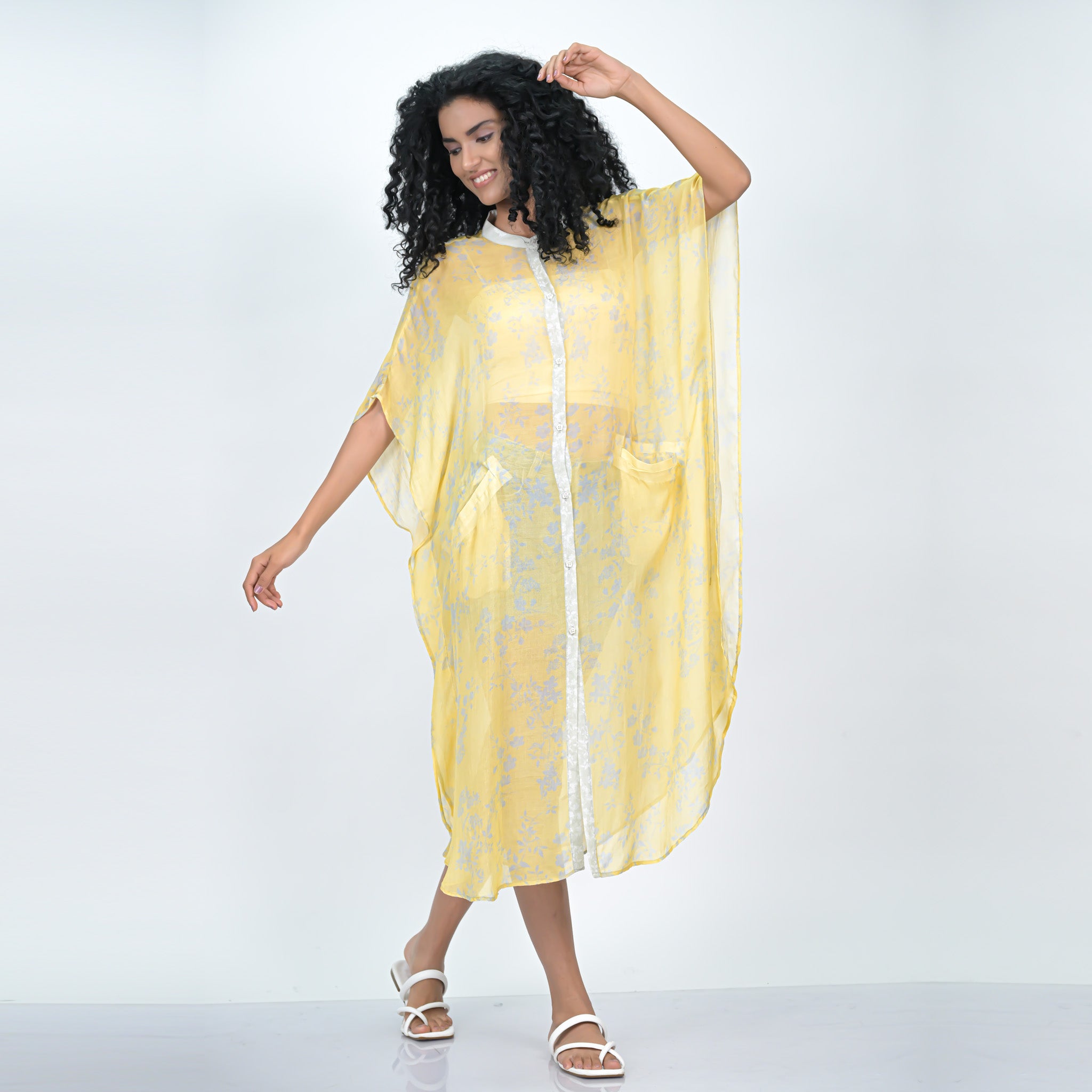 FOLIAGE HARMONY CAFTAN - YELLOW