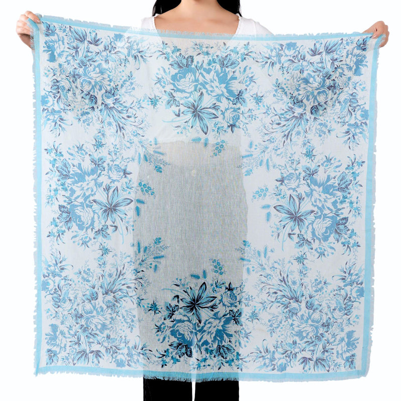 Floral Regency Square Scarf - Aqua