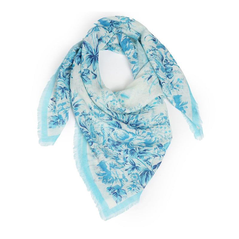 Floral Regency Square Scarf - Aqua