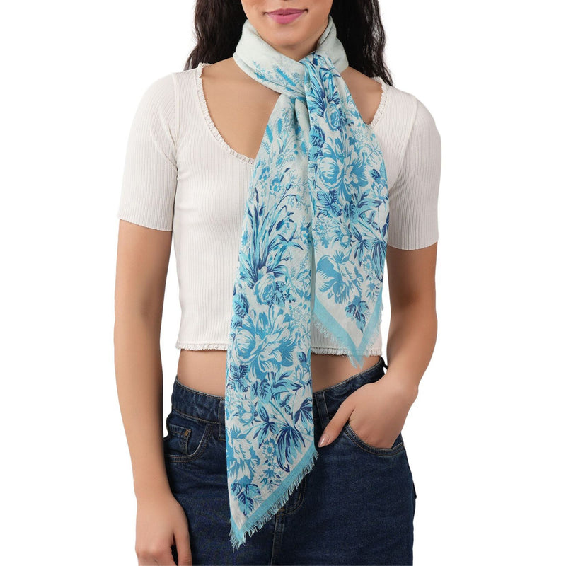 Floral Regency Square Scarf - Aqua