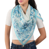 Floral Regency Square Scarf - Aqua