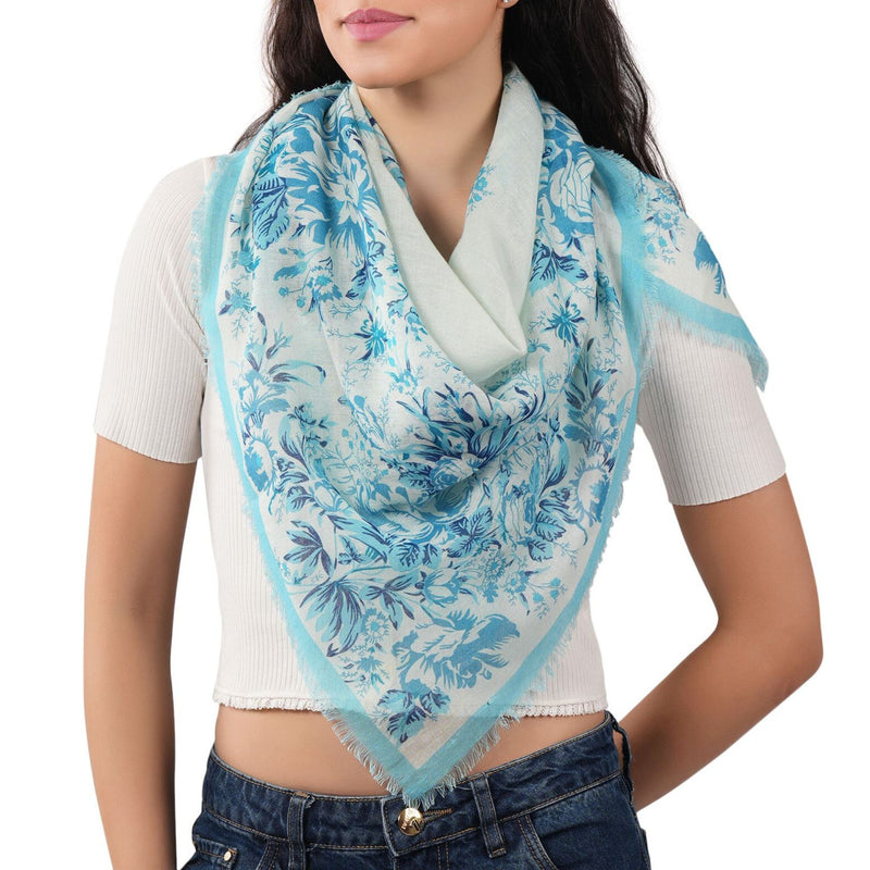 Floral Regency Square Scarf - Aqua