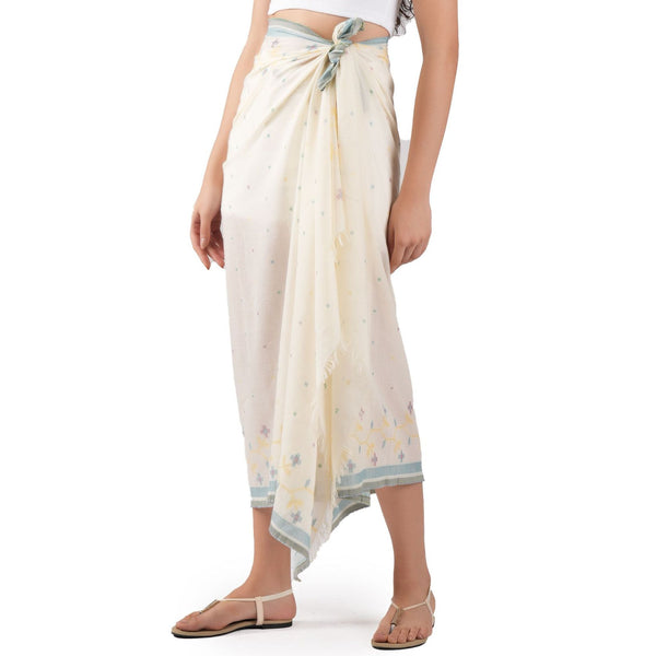 Florette Woven Cotton Scarf - Ecru