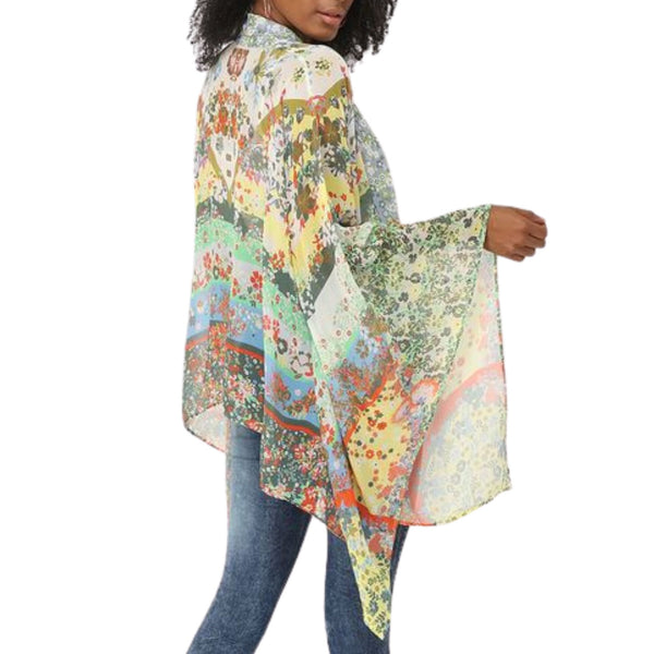 Garden Bloom Sheer Kimono - Grey
