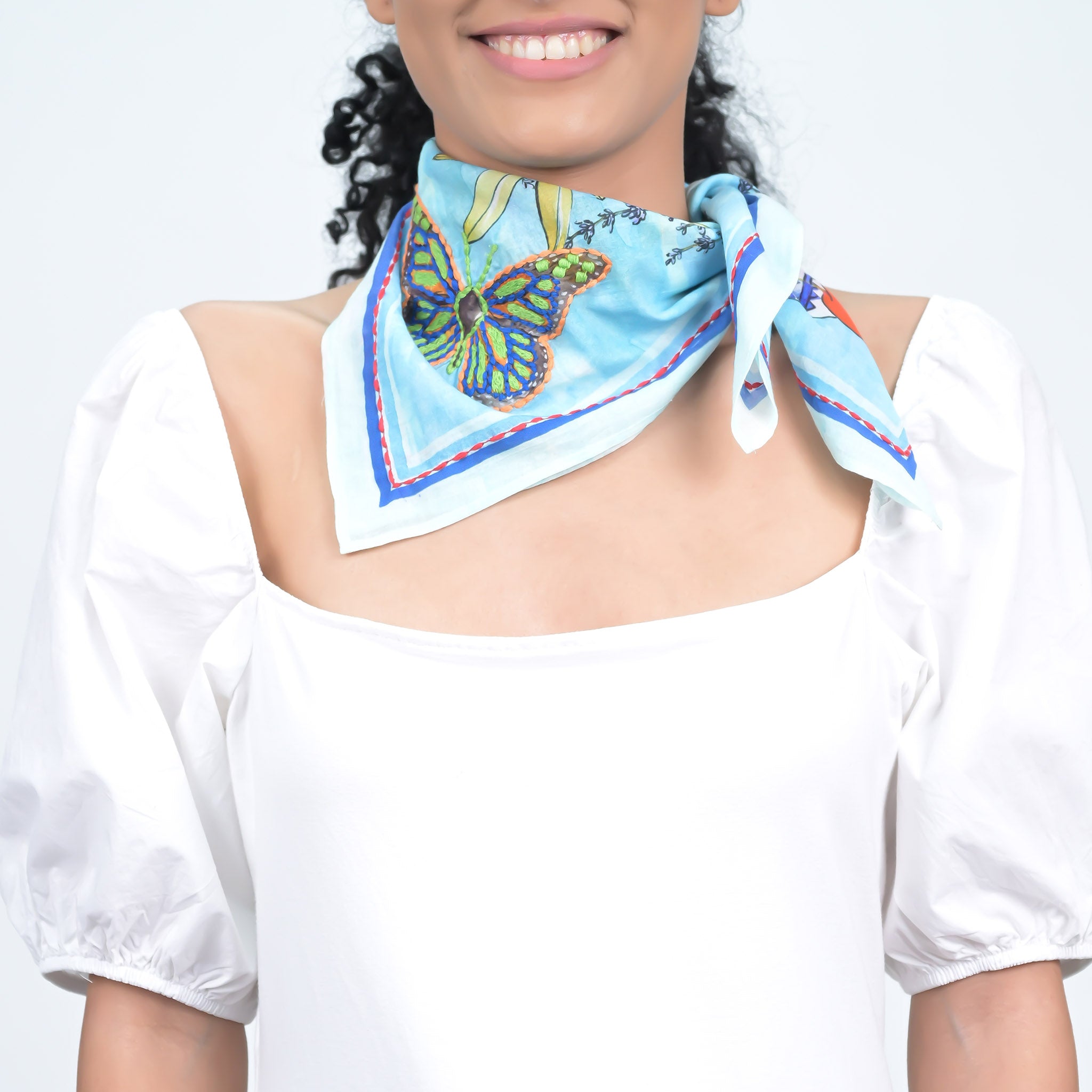 HANDPAINTED  BANDANA - BLUE