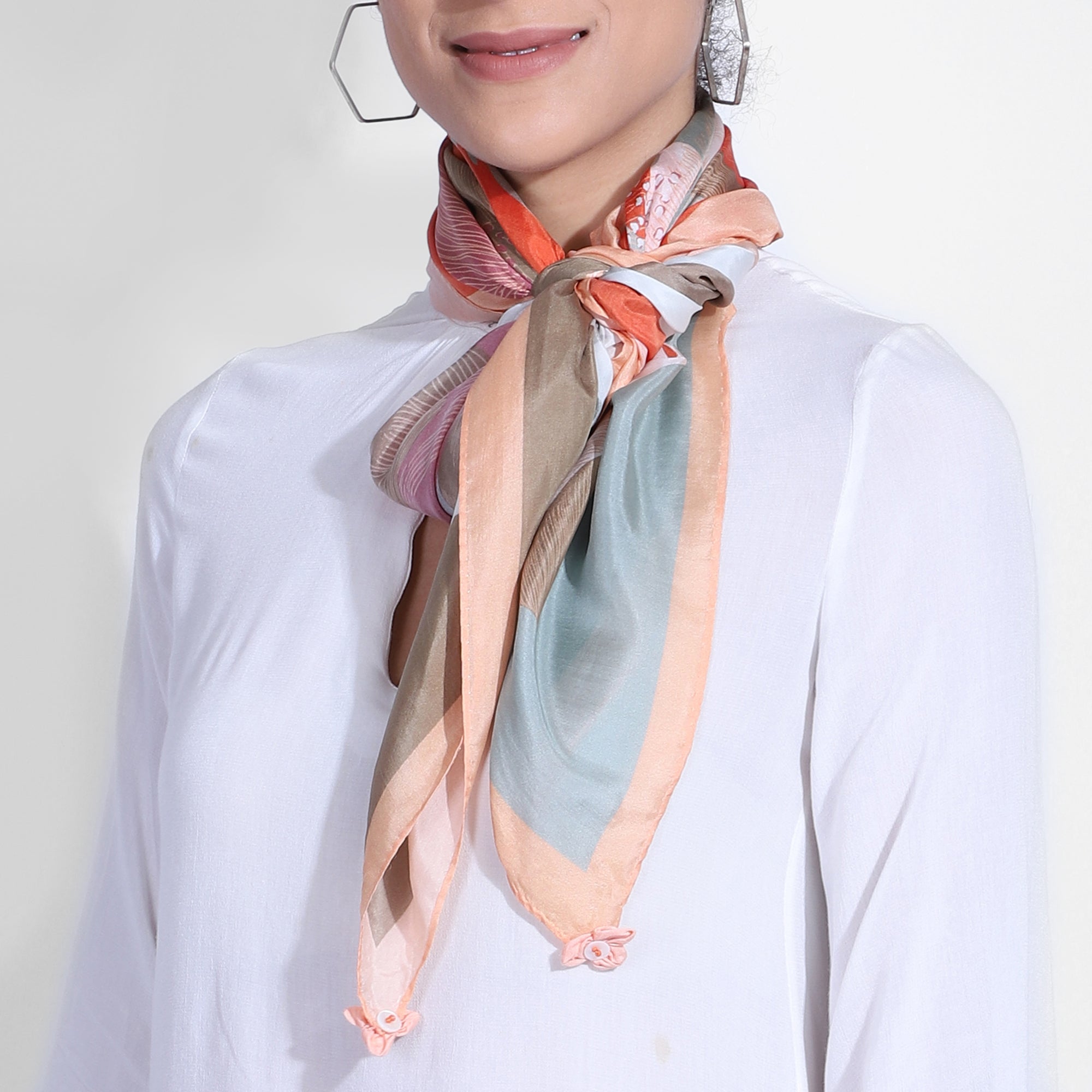 Blush Garden Silk Scarf - Orange Pink