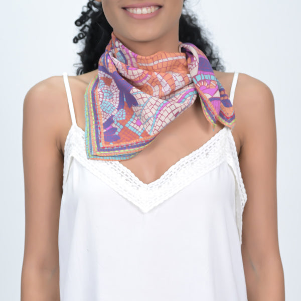 MOSAIC PRINT BANDANA - PURPLE