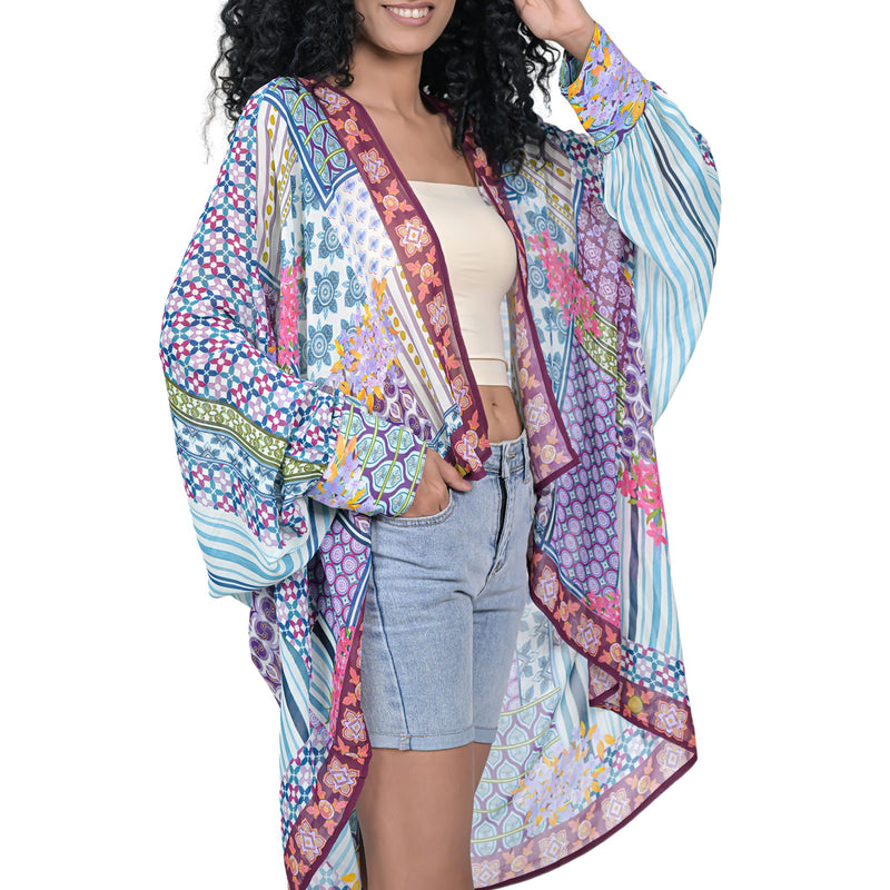 Mix Print Kimono Cardigan - Multi