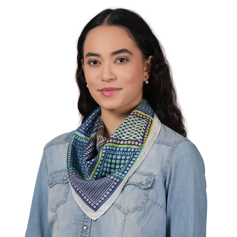 Art Block Silk Bandana - Sapphire
