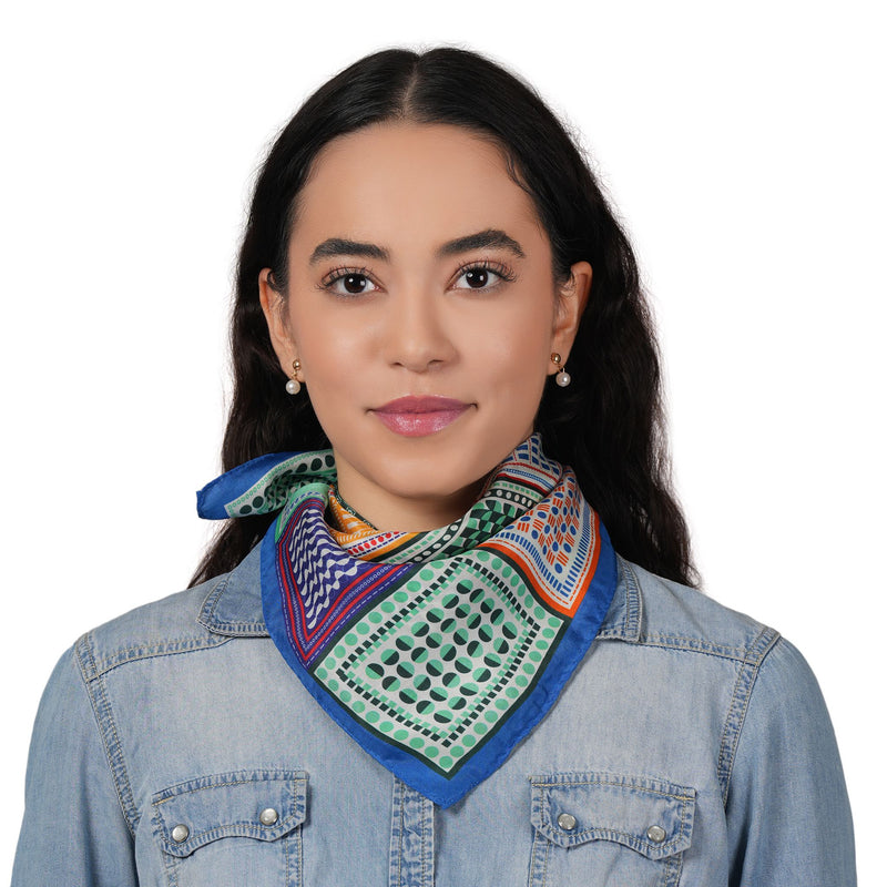 Art Block Silk Bandana - Lapis Blue