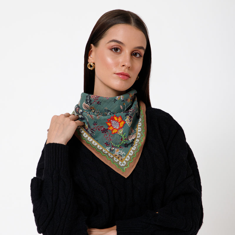 Rosewood Floral Bandana - Grey