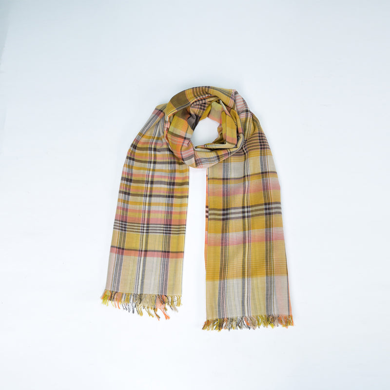 Countryside Check Scarf - LIGHT BROWN