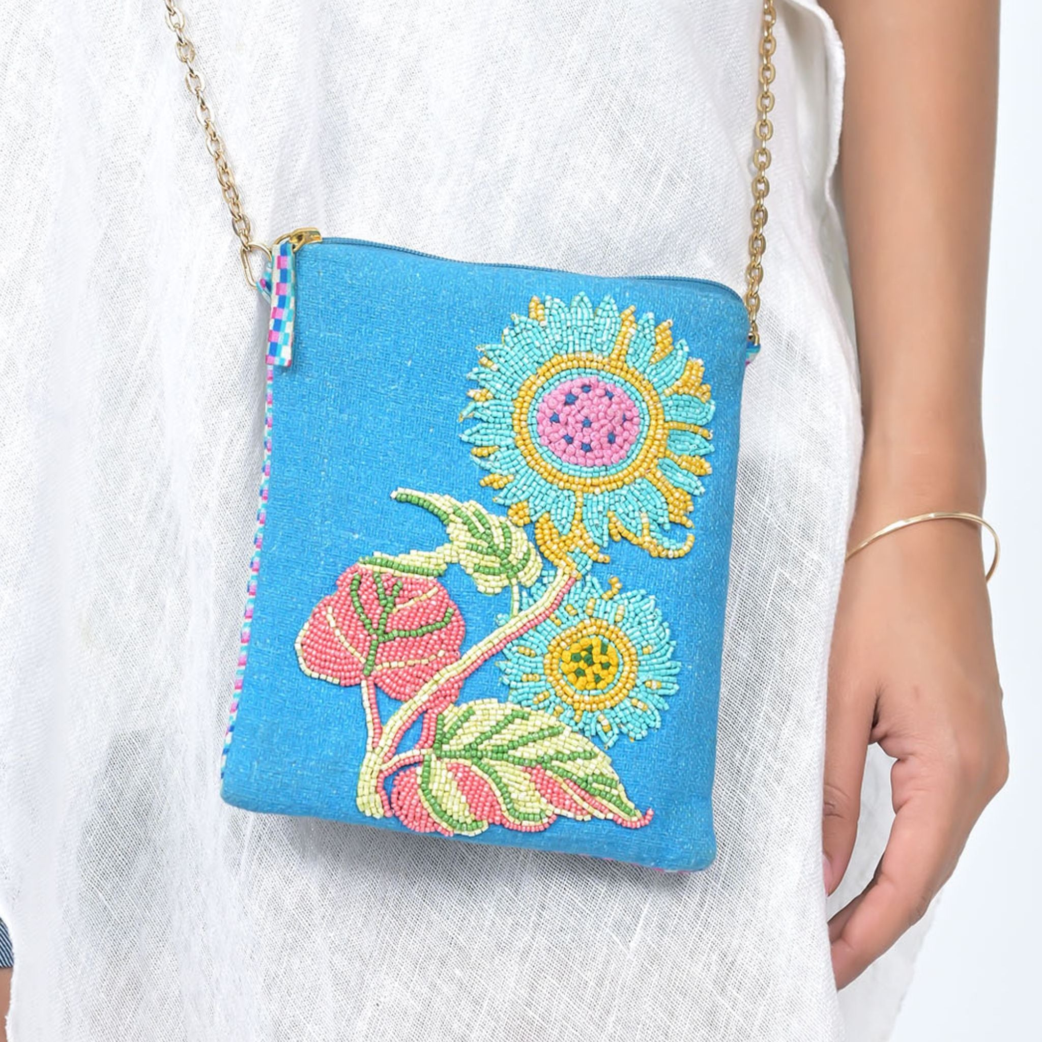 SUNFLOWER SLING BAG - BLUE