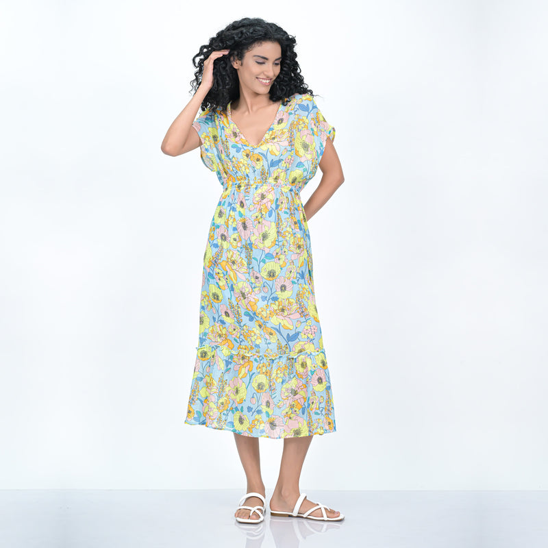 SUNRISE BLOSSOM CAFTAN - BLUE