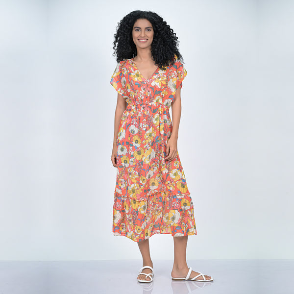 SUNRISE BLOSSOM CAFTAN - ORANGE