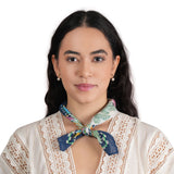 Petal Poetry Cotton Bandana - Navy