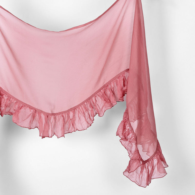 Blushed Ruffle Silk Scarf - Pink