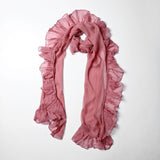 Blushed Ruffle Silk Scarf - Pink